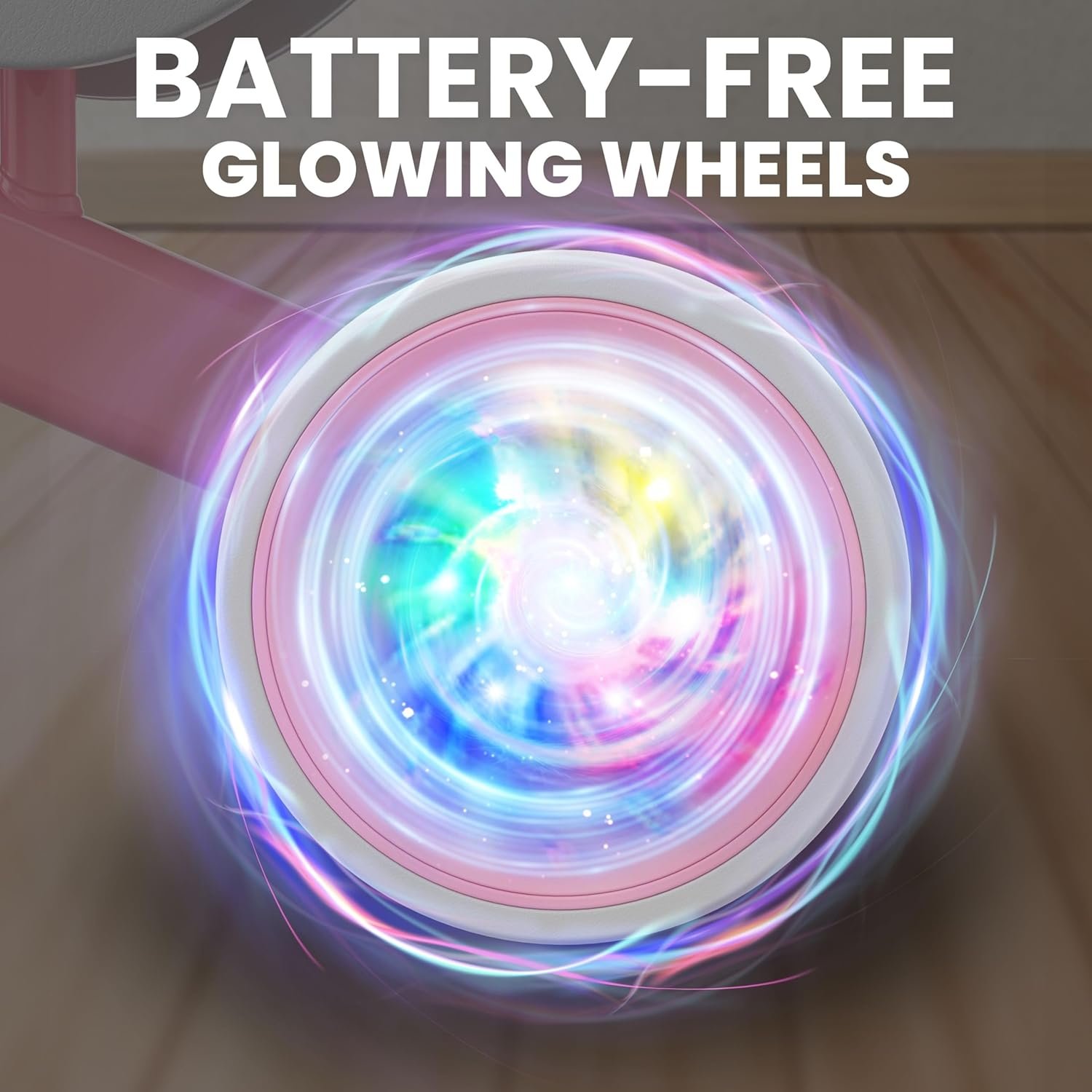 Bekilole Bicicleta de equilibrio para bebés con ruedas iluminadas, regalos para niñas de 1 año y regalo de primer cumpleaños, juguetes de paseo para niñas de un año, caminantes pequeños, rosa princesa - Imagen 2
