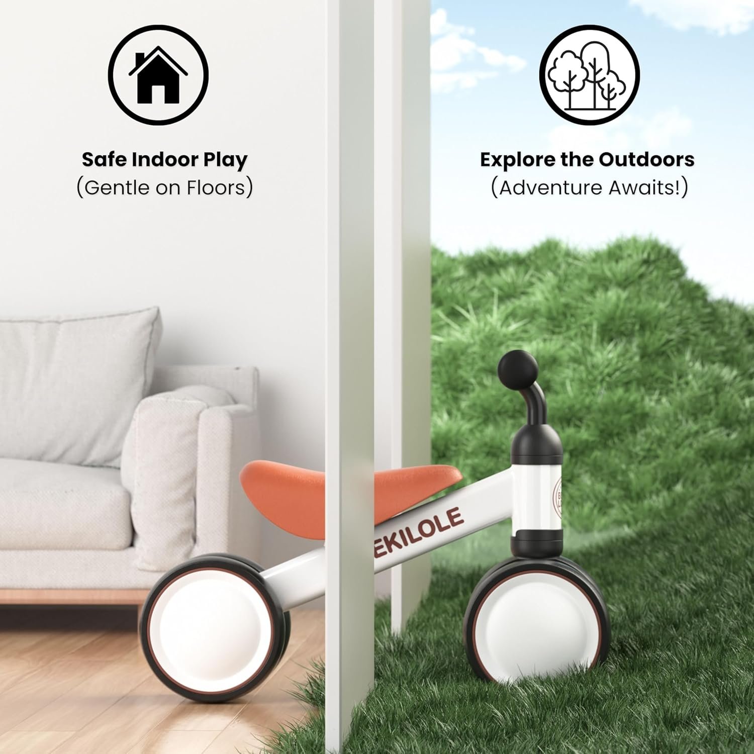 Bekilole Bicicleta de equilibrio para bebés con ruedas iluminadas, regalos para niñas de 1 año y regalo de primer cumpleaños, juguetes de paseo para niñas de un año, caminantes pequeños, rosa princesa - Imagen 5