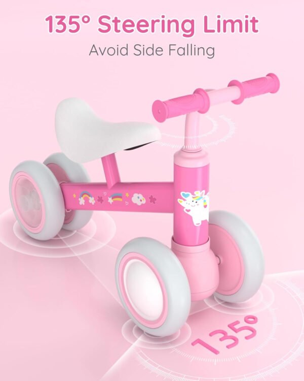 Lilian&Gema Colorful Lighting - Bicicleta de equilibrio para bebés de 1 año, bicicleta de equilibrio para niños de 12 a 24 meses, sin pedales, 4 ruedas con asiento suave, primera bicicleta para niños - Imagen 5