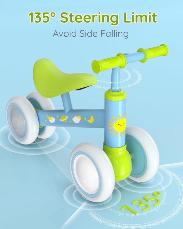 Lilian&Gema Colorful Lighting - Bicicleta de equilibrio para bebés de 1 año, bicicleta de equilibrio para niños de 12 a 24 meses, sin pedales, 4 ruedas con asiento suave, primera bicicleta para niños - Imagen 14