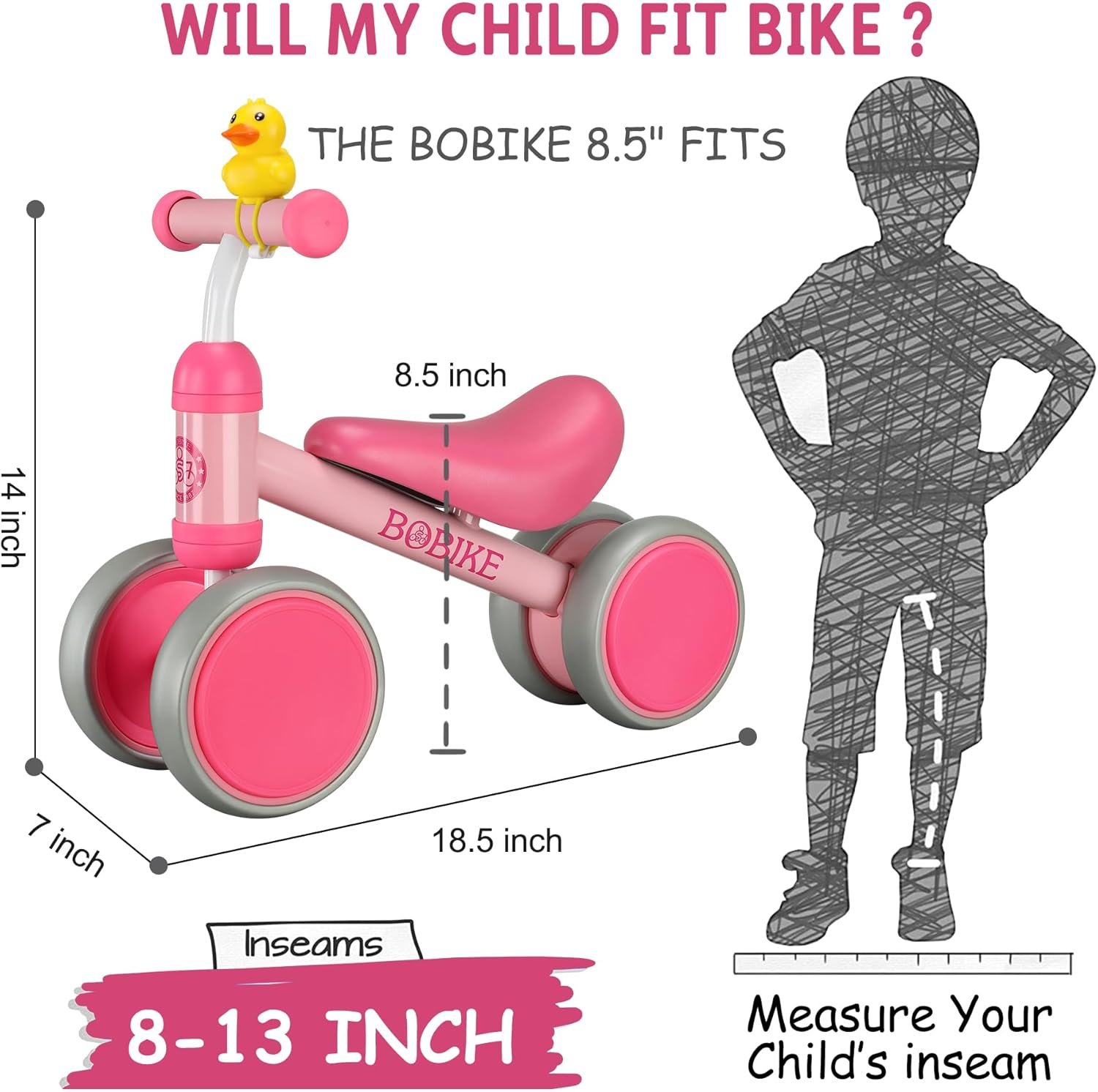 Bicicleta de equilibrio de 4 ruedas y sin pedales para bebés, niños y niñas de 12 a 36 meses, regalo de primer cumpleaños para caminante principiante (colorida, rosa claro) - Imagen 15