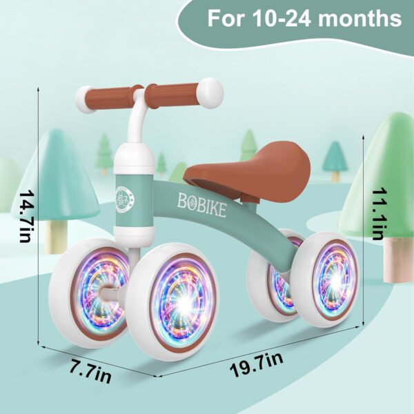 Bicicleta de equilibrio de 4 ruedas y sin pedales para bebés, niños y niñas de 12 a 36 meses, regalo de primer cumpleaños para caminante principiante (colorida, rosa claro) - Imagen 26