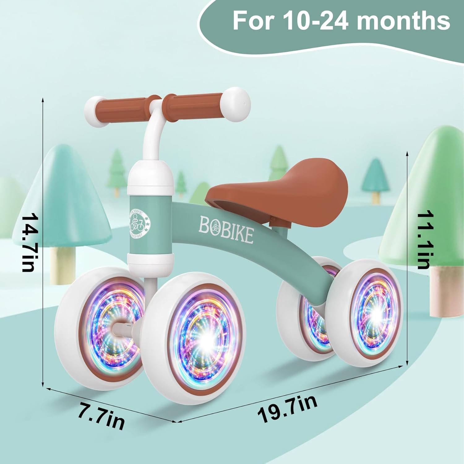 Bicicleta de equilibrio de 4 ruedas y sin pedales para bebés, niños y niñas de 12 a 36 meses, regalo de primer cumpleaños para caminante principiante (colorida, rosa claro) - Imagen 26