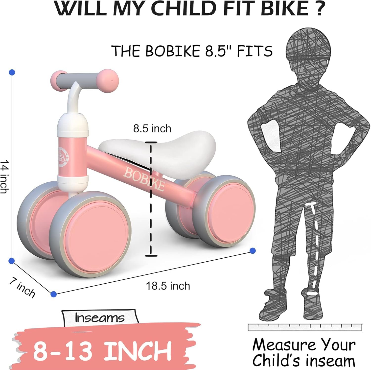 Bicicleta de equilibrio de 4 ruedas y sin pedales para bebés, niños y niñas de 12 a 36 meses, regalo de primer cumpleaños para caminante principiante (colorida, rosa claro) - Imagen 28