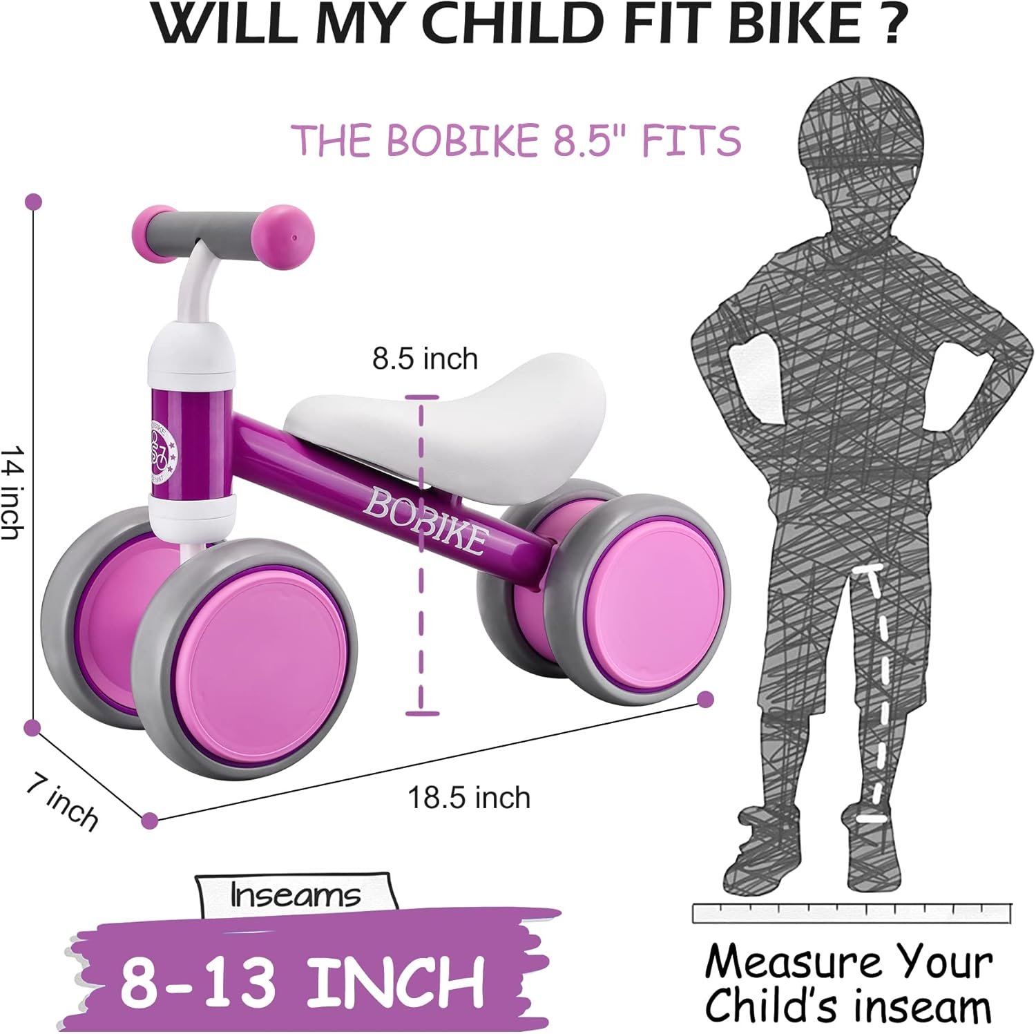 Bicicleta de equilibrio de 4 ruedas y sin pedales para bebés, niños y niñas de 12 a 36 meses, regalo de primer cumpleaños para caminante principiante (colorida, rosa claro) - Imagen 34