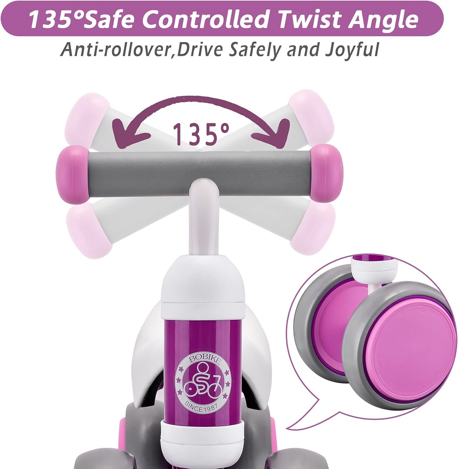 Bicicleta de equilibrio de 4 ruedas y sin pedales para bebés, niños y niñas de 12 a 36 meses, regalo de primer cumpleaños para caminante principiante (colorida, rosa claro) - Imagen 37