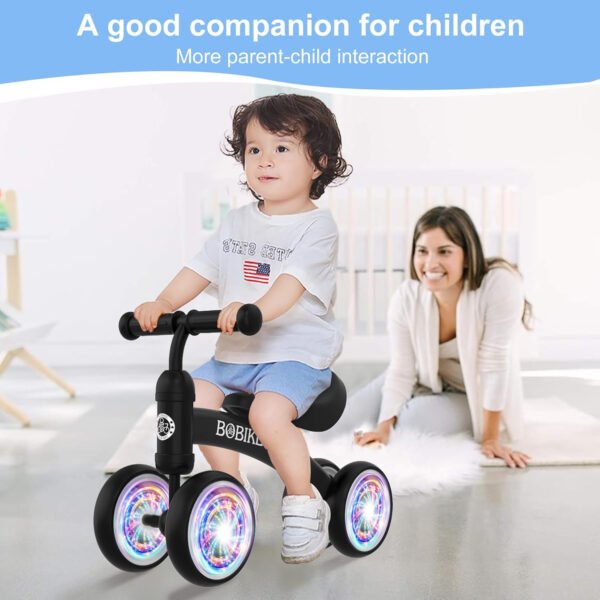 Bicicleta de equilibrio de 4 ruedas y sin pedales para bebés, niños y niñas de 12 a 36 meses, regalo de primer cumpleaños para caminante principiante (colorida, rosa claro) - Imagen 41