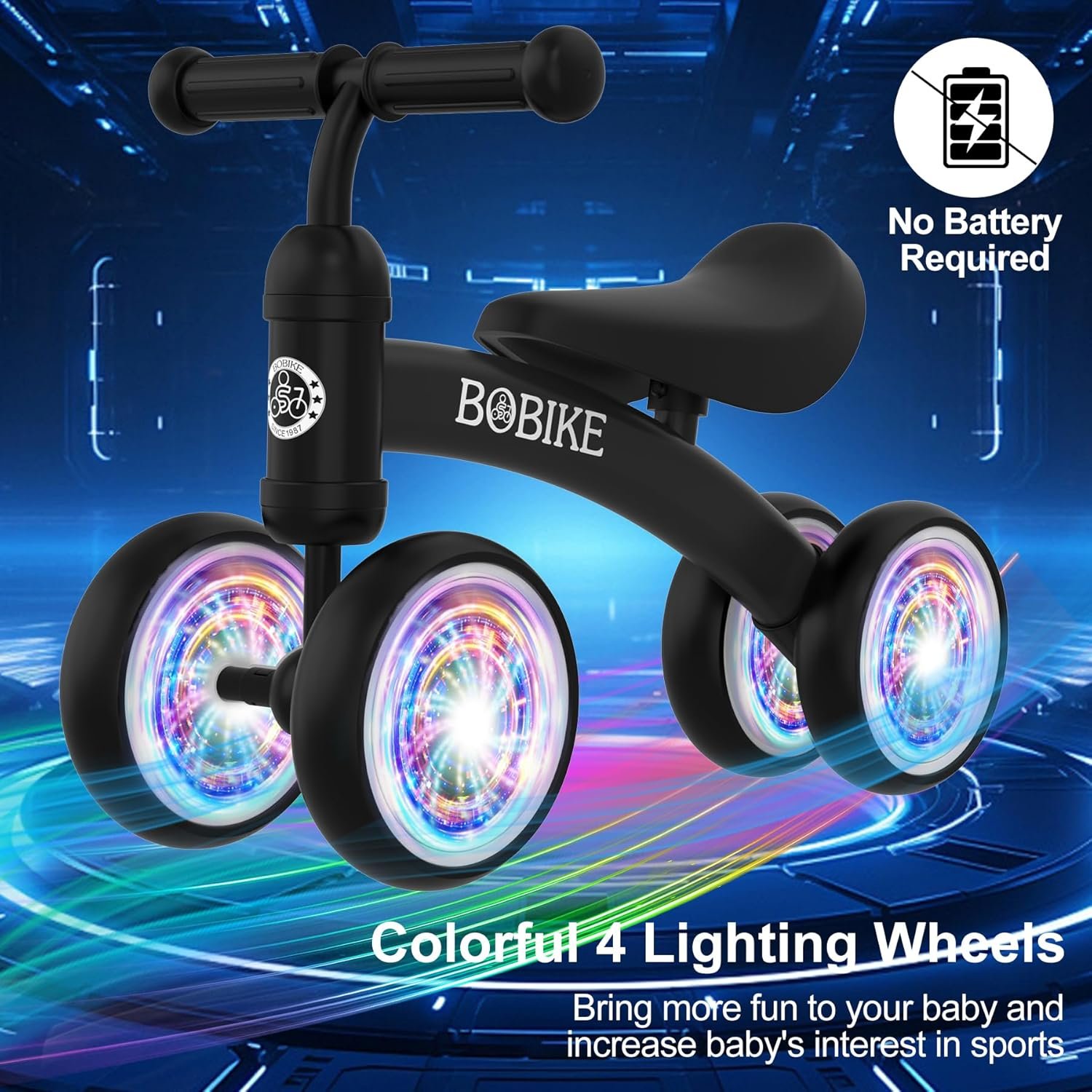 Bicicleta de equilibrio de 4 ruedas y sin pedales para bebés, niños y niñas de 12 a 36 meses, regalo de primer cumpleaños para caminante principiante (colorida, rosa claro) - Imagen 42