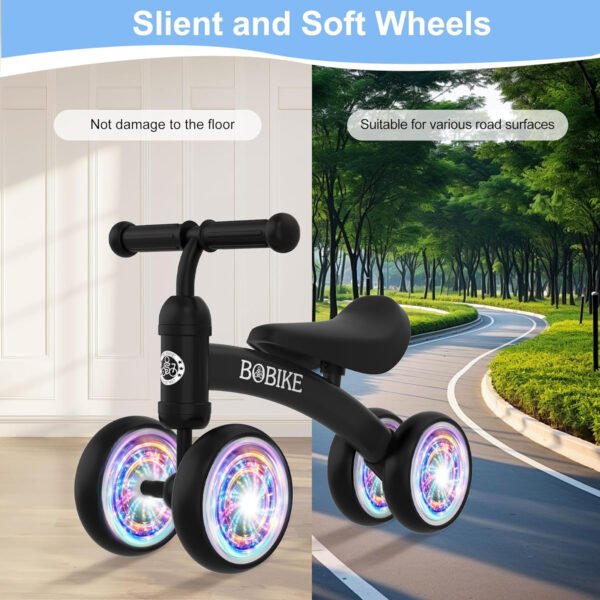 Bicicleta de equilibrio de 4 ruedas y sin pedales para bebés, niños y niñas de 12 a 36 meses, regalo de primer cumpleaños para caminante principiante (colorida, rosa claro) - Imagen 43