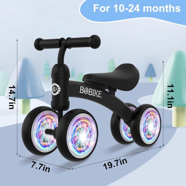 Bicicleta de equilibrio de 4 ruedas y sin pedales para bebés, niños y niñas de 12 a 36 meses, regalo de primer cumpleaños para caminante principiante (colorida, rosa claro) - Imagen 45