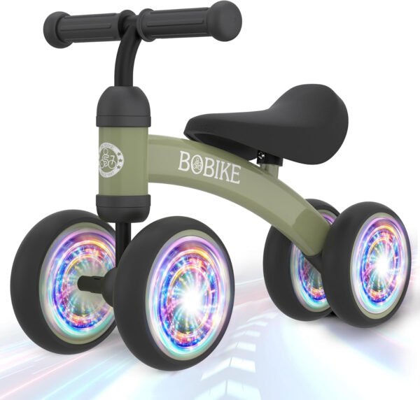Bicicleta de equilibrio de 4 ruedas y sin pedales para bebés, niños y niñas de 12 a 36 meses, regalo de primer cumpleaños para caminante principiante (colorida, rosa claro) - Imagen 46