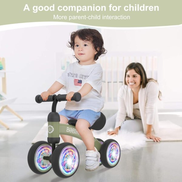 Bicicleta de equilibrio de 4 ruedas y sin pedales para bebés, niños y niñas de 12 a 36 meses, regalo de primer cumpleaños para caminante principiante (colorida, rosa claro) - Imagen 48