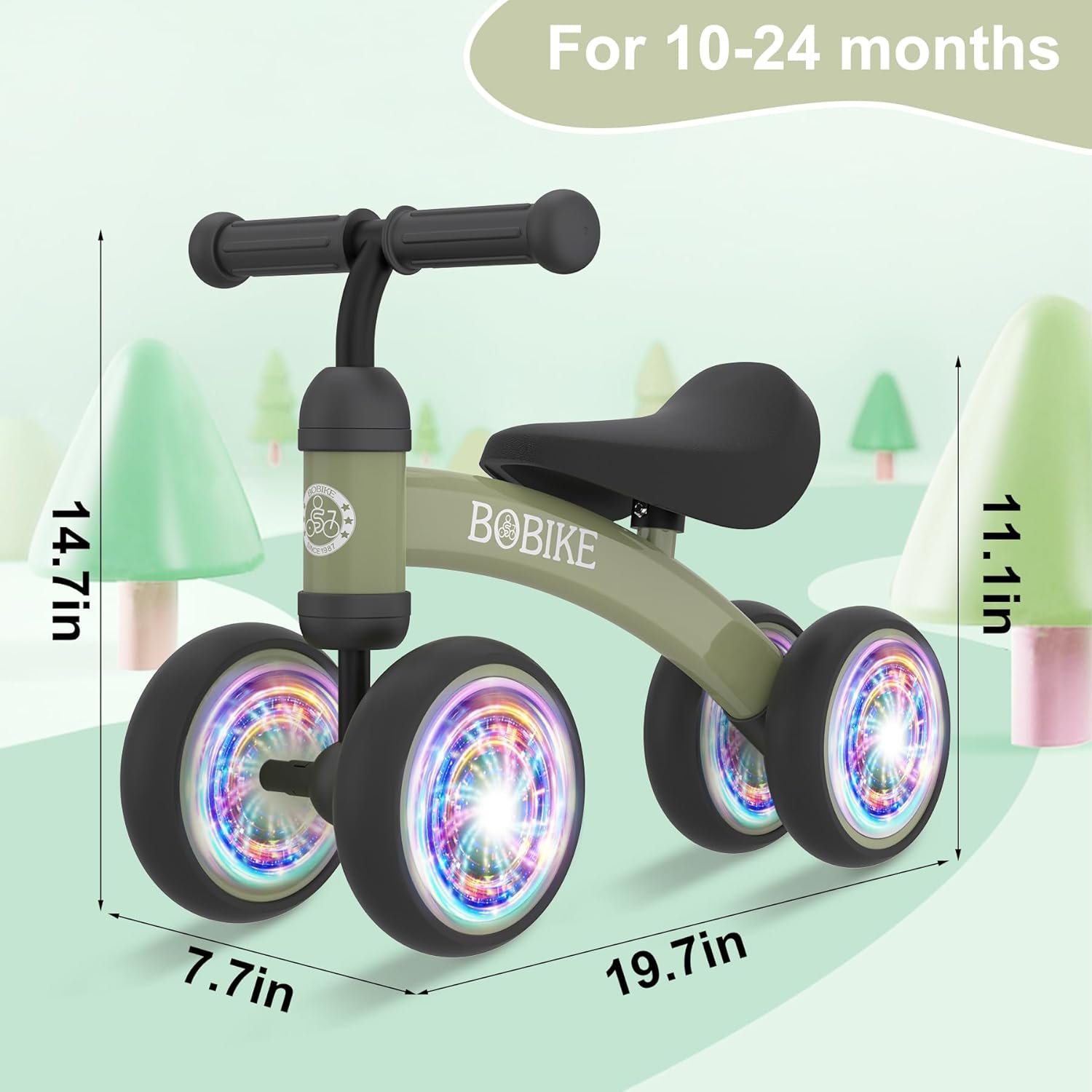 Bicicleta de equilibrio de 4 ruedas y sin pedales para bebés, niños y niñas de 12 a 36 meses, regalo de primer cumpleaños para caminante principiante (colorida, rosa claro) - Imagen 52