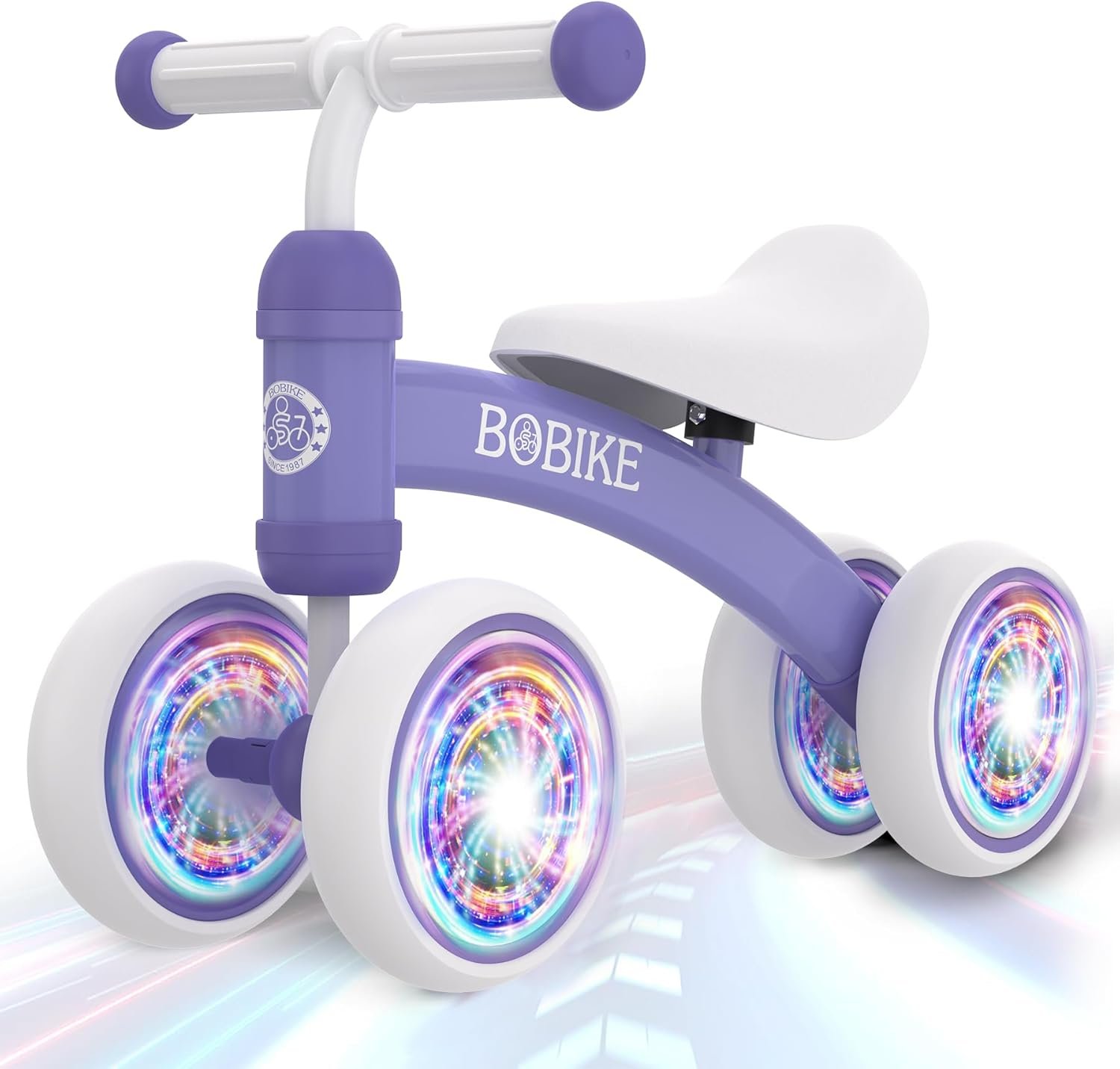 Bicicleta de equilibrio de 4 ruedas y sin pedales para bebés, niños y niñas de 12 a 36 meses, regalo de primer cumpleaños para caminante principiante (colorida, rosa claro) - Imagen 53