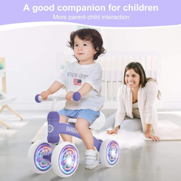 Bicicleta de equilibrio de 4 ruedas y sin pedales para bebés, niños y niñas de 12 a 36 meses, regalo de primer cumpleaños para caminante principiante (colorida, rosa claro) - Imagen 55