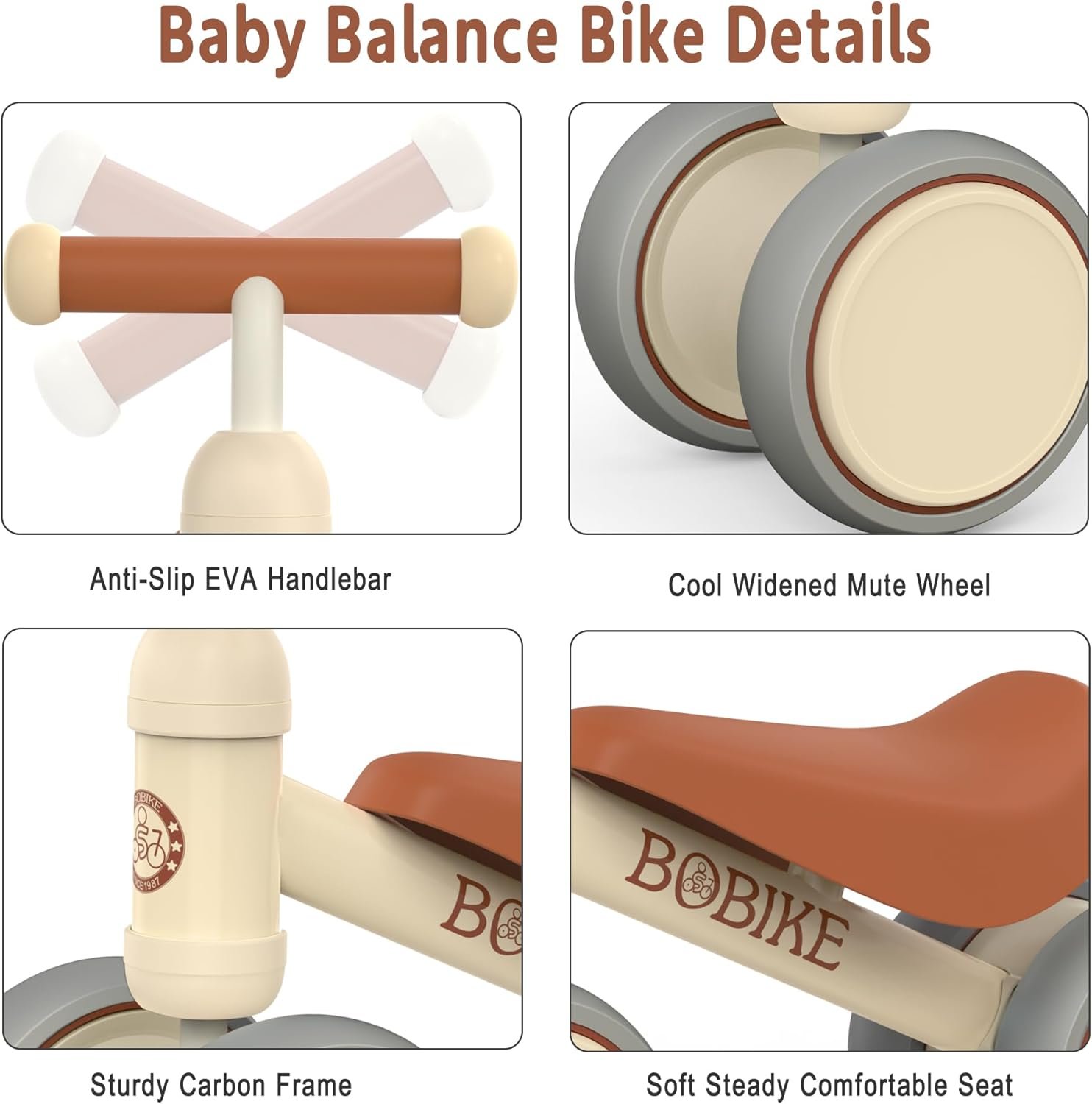 Bicicleta de equilibrio de 4 ruedas y sin pedales para bebés, niños y niñas de 12 a 36 meses, regalo de primer cumpleaños para caminante principiante (colorida, rosa claro) - Imagen 62