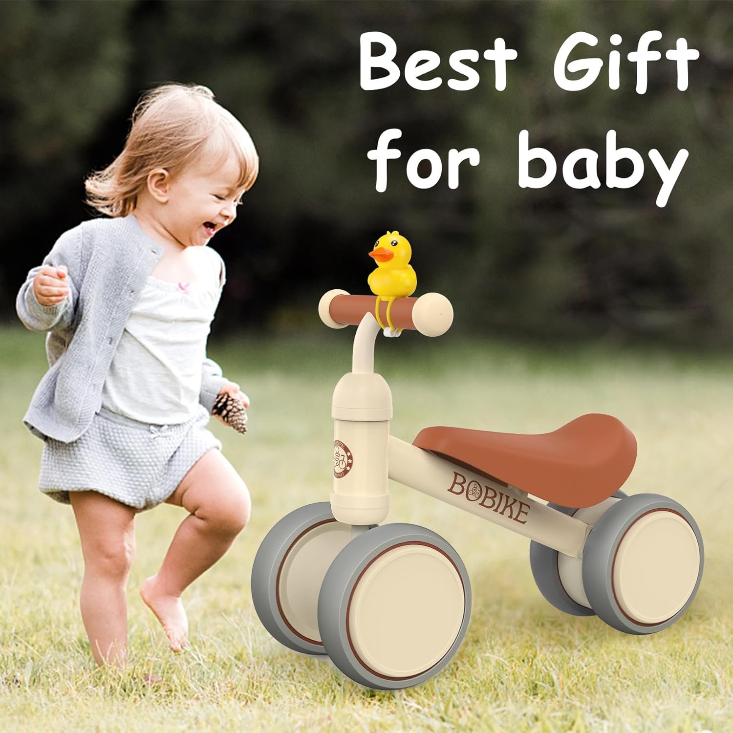 Bicicleta de equilibrio de 4 ruedas y sin pedales para bebés, niños y niñas de 12 a 36 meses, regalo de primer cumpleaños para caminante principiante (colorida, rosa claro) - Imagen 65