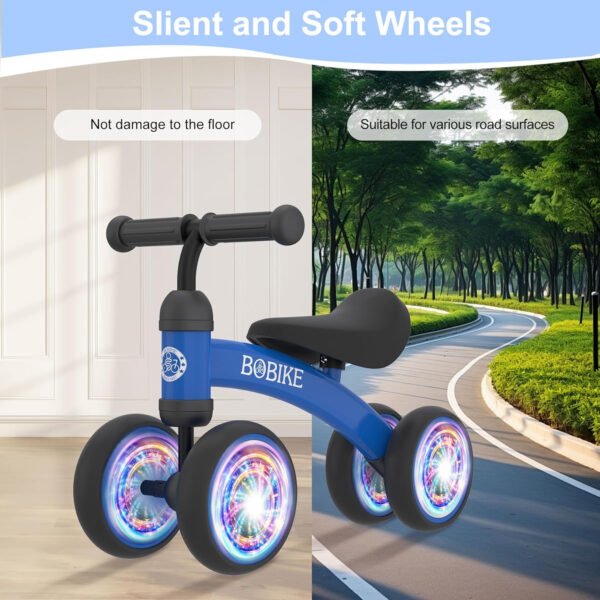 Bicicleta de equilibrio de 4 ruedas y sin pedales para bebés, niños y niñas de 12 a 36 meses, regalo de primer cumpleaños para caminante principiante (colorida, rosa claro) - Imagen 70