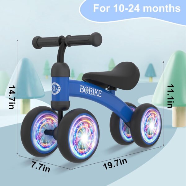 Bicicleta de equilibrio de 4 ruedas y sin pedales para bebés, niños y niñas de 12 a 36 meses, regalo de primer cumpleaños para caminante principiante (colorida, rosa claro) - Imagen 72