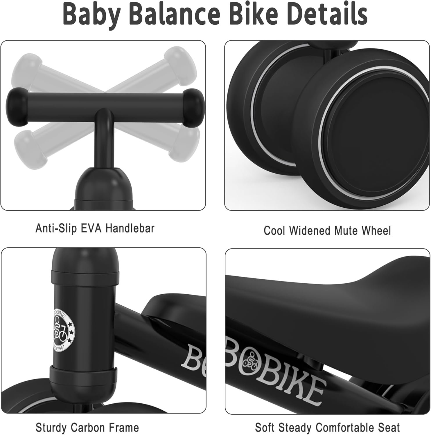 Bicicleta de equilibrio de 4 ruedas y sin pedales para bebés, niños y niñas de 12 a 36 meses, regalo de primer cumpleaños para caminante principiante (colorida, rosa claro) - Imagen 75