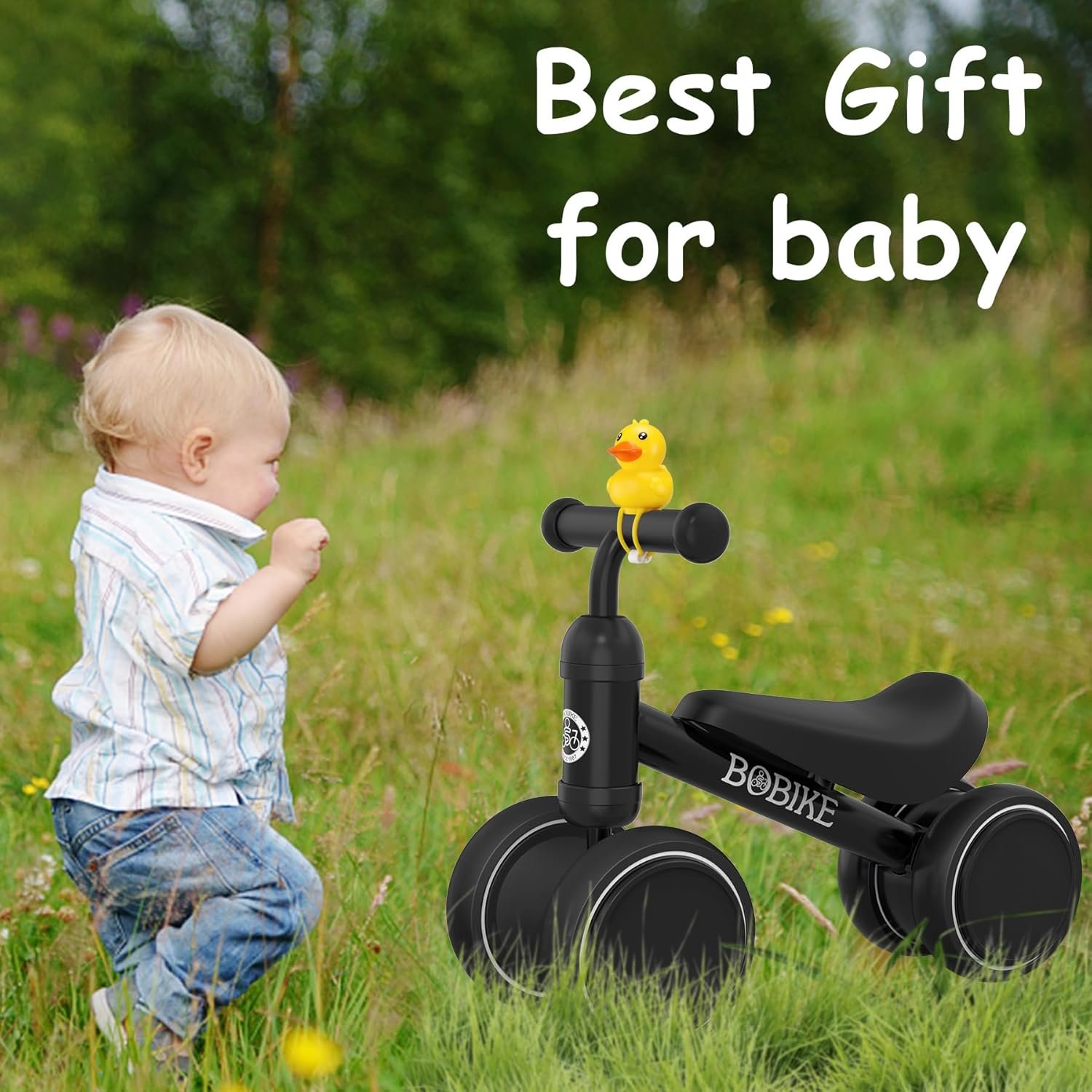 Bicicleta de equilibrio de 4 ruedas y sin pedales para bebés, niños y niñas de 12 a 36 meses, regalo de primer cumpleaños para caminante principiante (colorida, rosa claro) - Imagen 78
