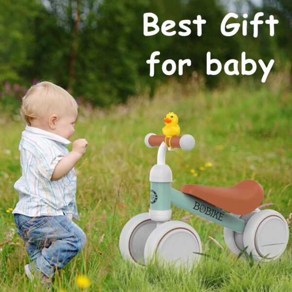 Bicicleta de equilibrio de 4 ruedas y sin pedales para bebés, niños y niñas de 12 a 36 meses, regalo de primer cumpleaños para caminante principiante (colorida, rosa claro) - Imagen 84