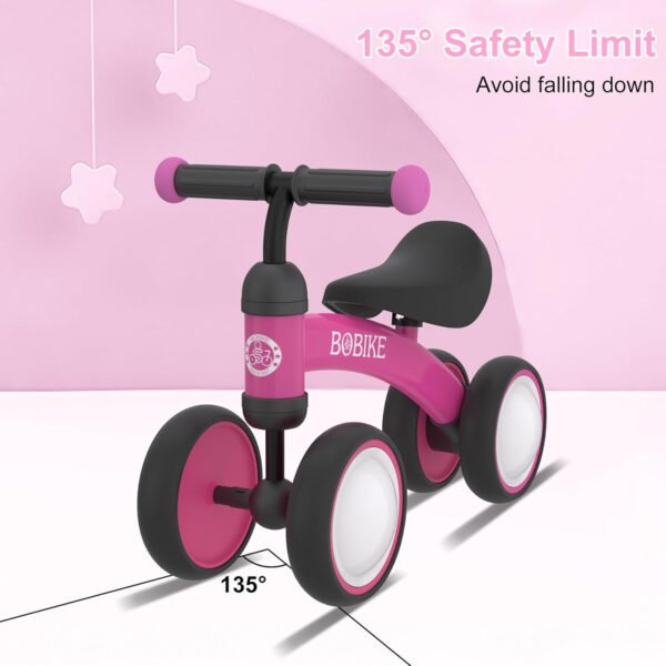 Bicicleta de equilibrio de 4 ruedas y sin pedales para bebés, niños y niñas de 12 a 36 meses, regalo de primer cumpleaños para caminante principiante (colorida, rosa claro) - Imagen 86