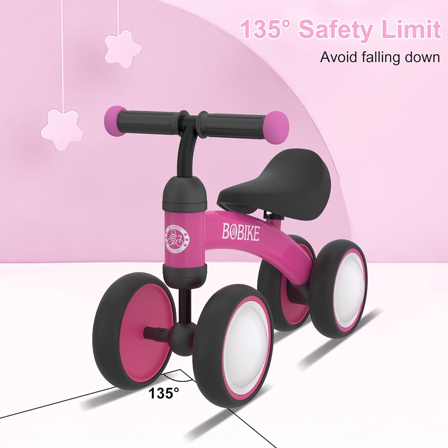Bicicleta de equilibrio de 4 ruedas y sin pedales para bebés, niños y niñas de 12 a 36 meses, regalo de primer cumpleaños para caminante principiante (colorida, rosa claro) - Imagen 86