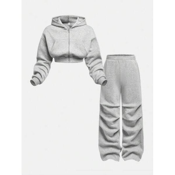 Girlism Conjunto de sudadera con capucha y pantalón de chándal de punto para niña preadolescente, ropa de estar en casa informal