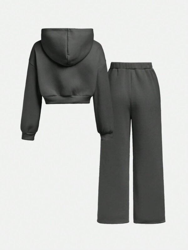 Girlism Conjunto de sudadera con capucha y pantalón de chándal de punto para niña preadolescente, ropa de estar en casa informal - Imagen 14
