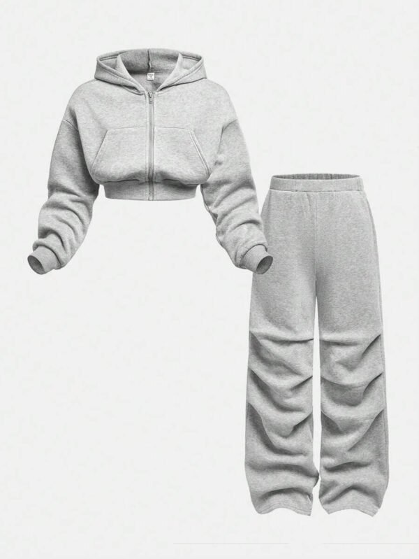 Girlism Conjunto de sudadera con capucha y pantalón de chándal de punto para niña preadolescente, ropa de estar en casa informal - Imagen 24