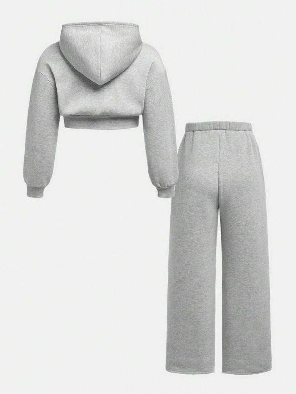 Girlism Conjunto de sudadera con capucha y pantalón de chándal de punto para niña preadolescente, ropa de estar en casa informal - Imagen 25