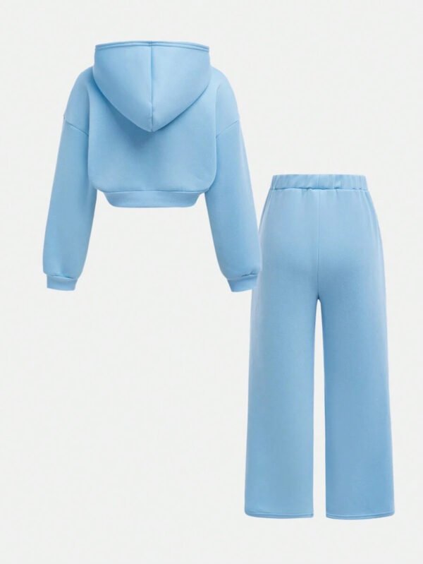 Girlism Conjunto de sudadera con capucha y pantalón de chándal de punto para niña preadolescente, ropa de estar en casa informal - Imagen 31