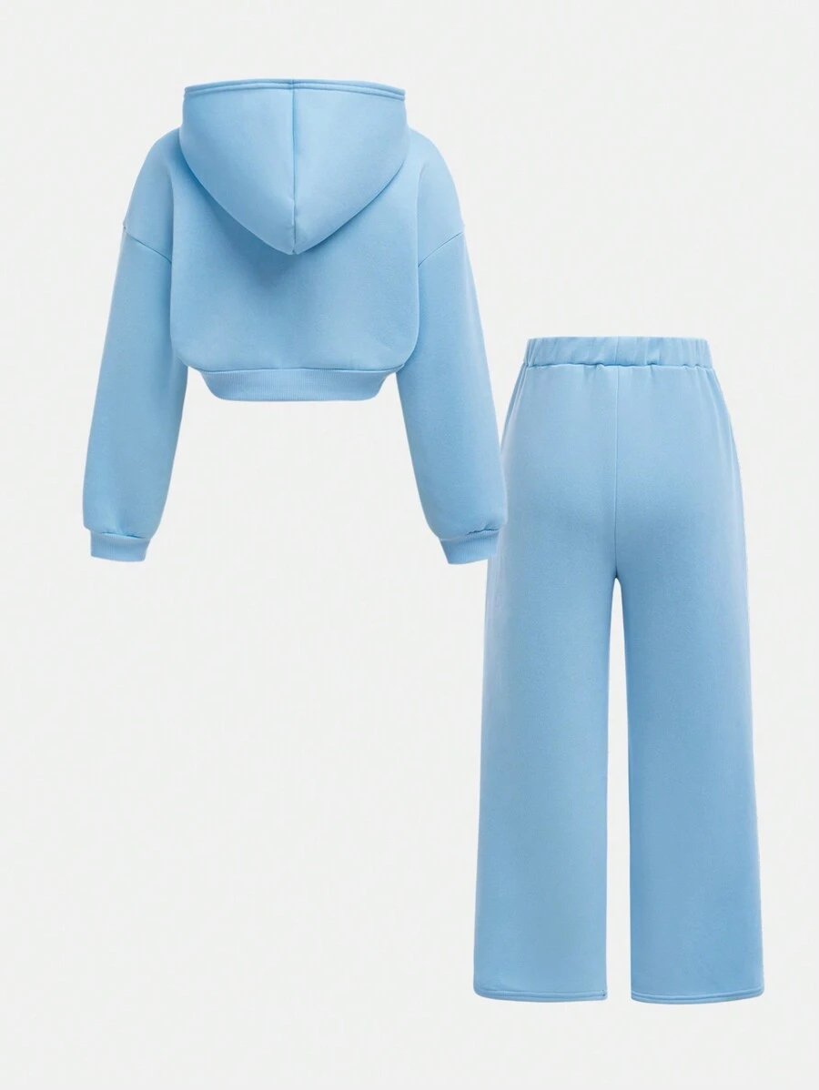 Girlism Conjunto de sudadera con capucha y pantalón de chándal de punto para niña preadolescente, ropa de estar en casa informal - Imagen 31