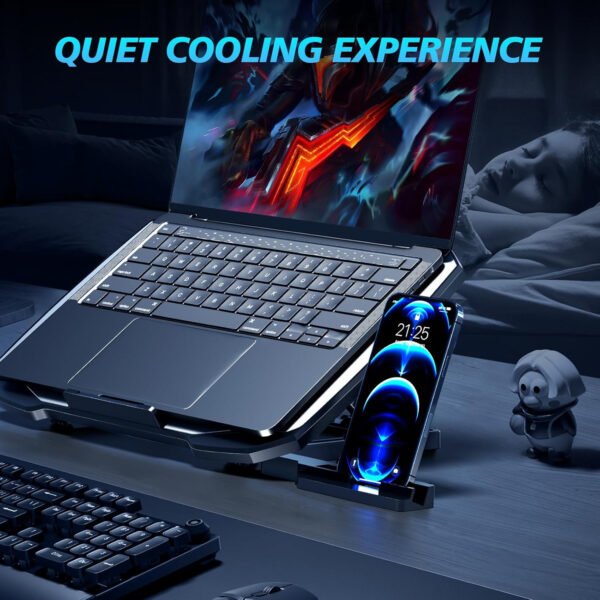 Almohadilla de enfriamiento para laptop, enfriador de laptop para juegos con 9 ventiladores silenciosos, soporte de refrigeración para laptop de 12 a 17 pulgadas, ventilador de computadora - Imagen 10