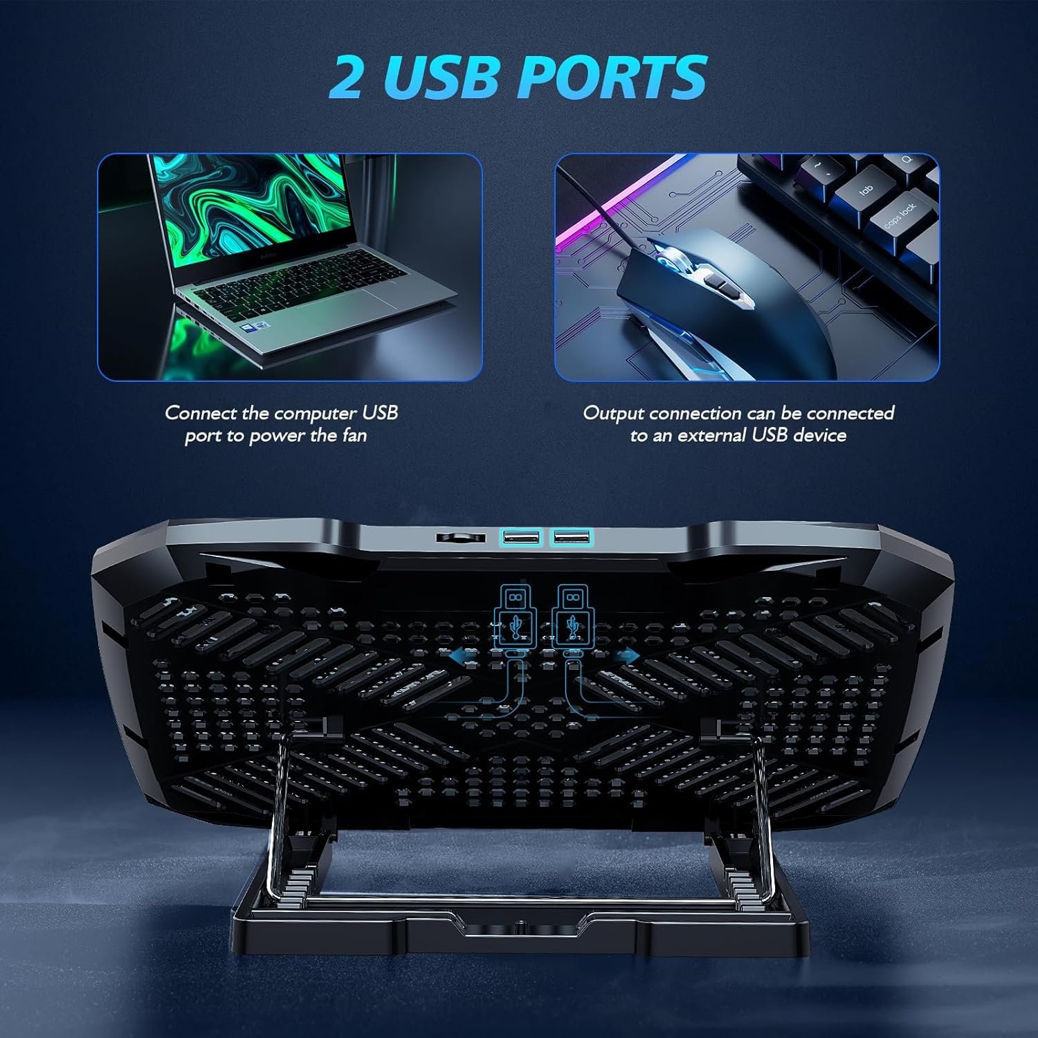 Almohadilla de enfriamiento para laptop, enfriador de laptop para juegos con 9 ventiladores silenciosos, soporte de refrigeración para laptop de 12 a 17 pulgadas, ventilador de computadora - Imagen 12
