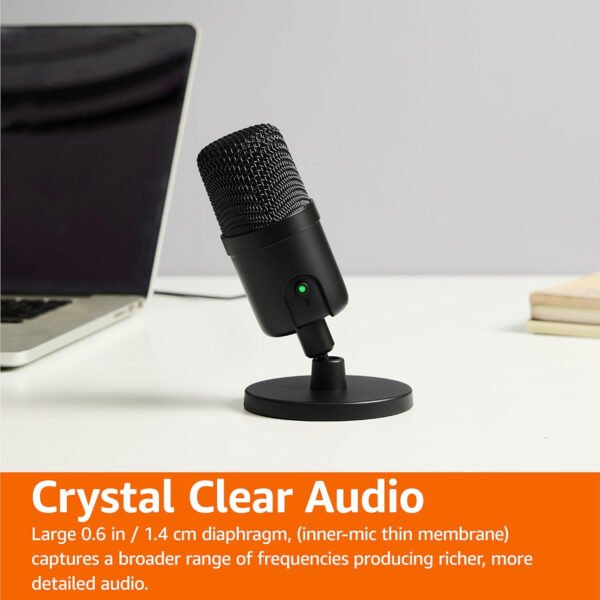 Amazon Basics Micrófono de condensador USB para transmisión, grabación y podcasting en PC, Plug and Play, recogida cardioide, soporte ajustable con rotación de 360°, 5.8 x 3.4 pulgadas, negro - Imagen 6
