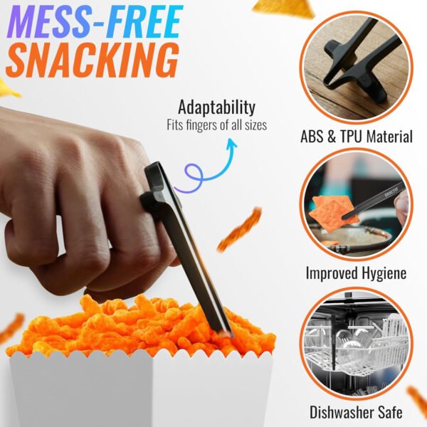 SNACTIV Palillos de dedo PRO para jugadores, como se ve en Shark Tank! La herramienta oficial de aperitivos del futuro, disfruta de bocadillos y papas fritas con facilidad, innovadora solución de - Imagen 2