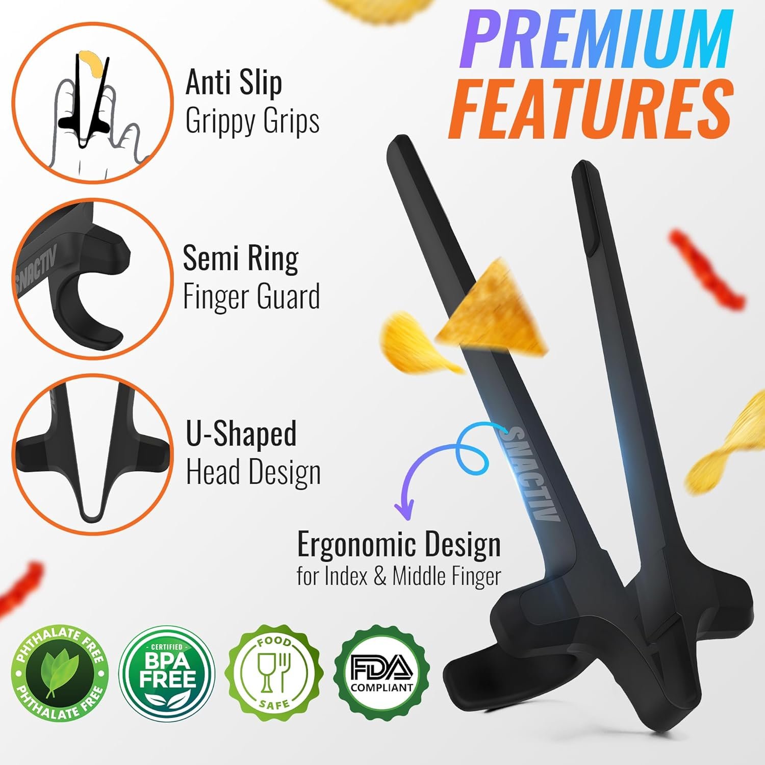 SNACTIV Palillos de dedo PRO para jugadores, como se ve en Shark Tank! La herramienta oficial de aperitivos del futuro, disfruta de bocadillos y papas fritas con facilidad, innovadora solución de - Imagen 4