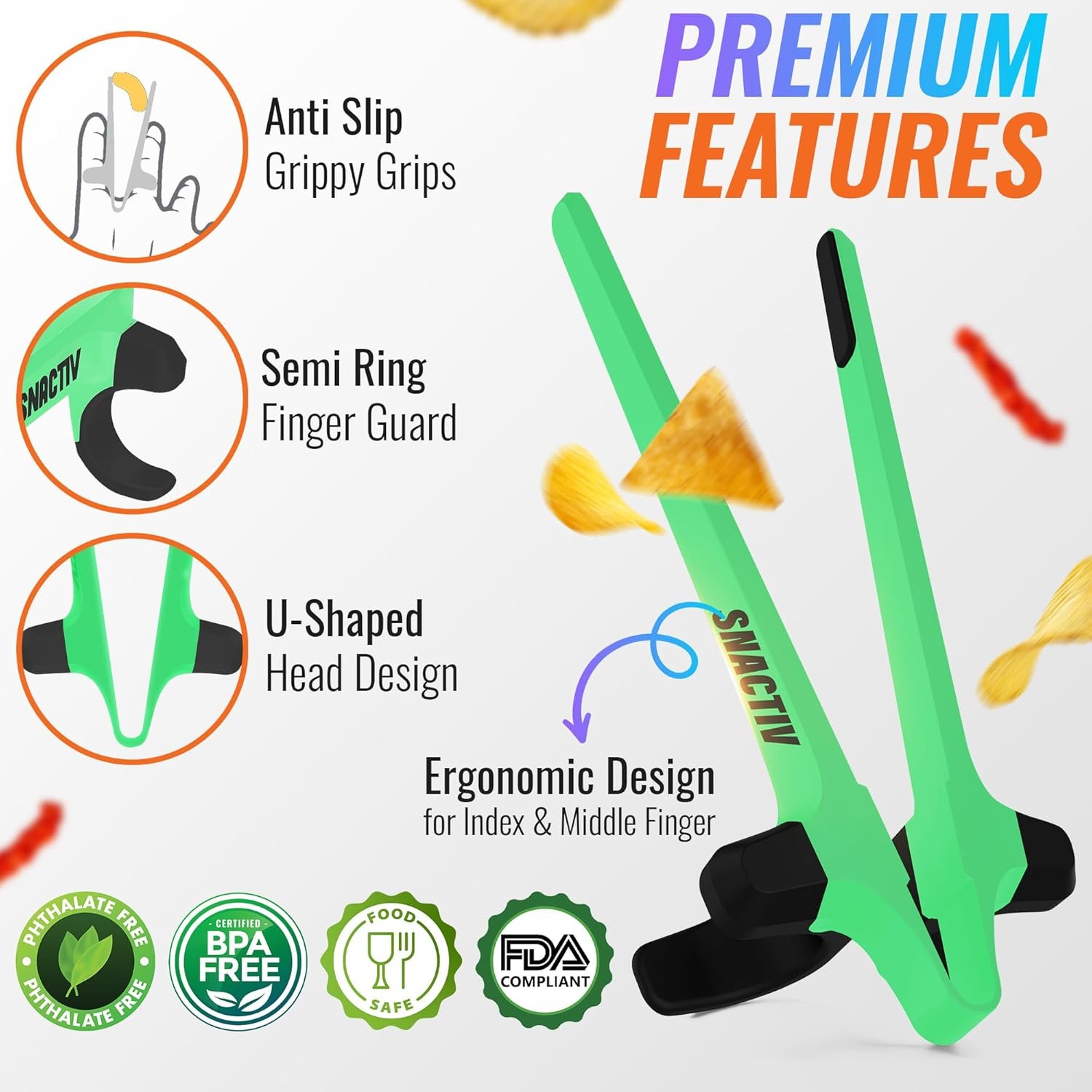 SNACTIV Palillos de dedo PRO para jugadores, como se ve en Shark Tank! La herramienta oficial de aperitivos del futuro, disfruta de bocadillos y papas fritas con facilidad, innovadora solución de - Imagen 11