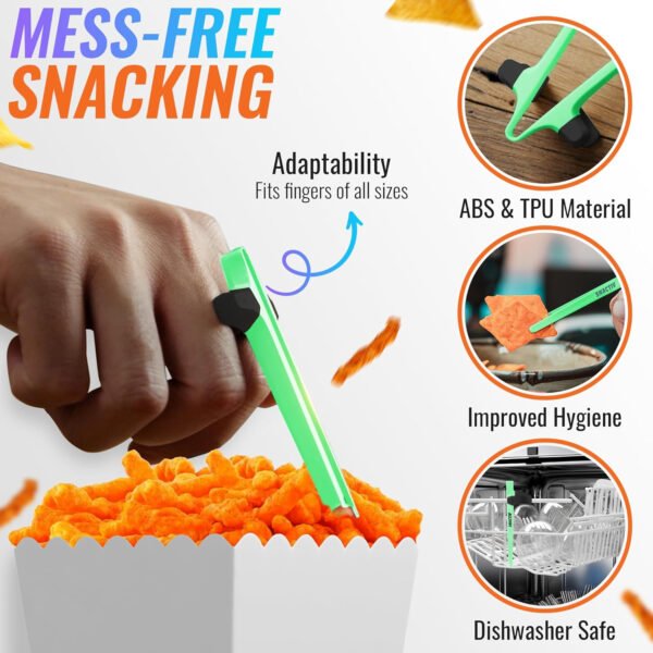 SNACTIV Palillos de dedo PRO para jugadores, como se ve en Shark Tank! La herramienta oficial de aperitivos del futuro, disfruta de bocadillos y papas fritas con facilidad, innovadora solución de - Imagen 12