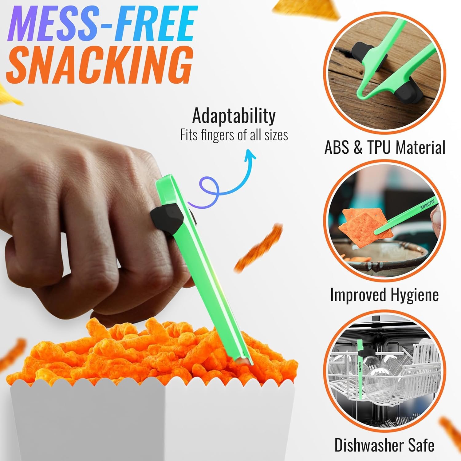 SNACTIV Palillos de dedo PRO para jugadores, como se ve en Shark Tank! La herramienta oficial de aperitivos del futuro, disfruta de bocadillos y papas fritas con facilidad, innovadora solución de - Imagen 12