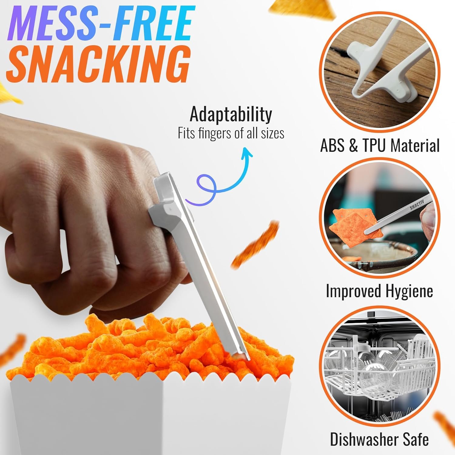 SNACTIV Palillos de dedo PRO para jugadores, como se ve en Shark Tank! La herramienta oficial de aperitivos del futuro, disfruta de bocadillos y papas fritas con facilidad, innovadora solución de - Imagen 18