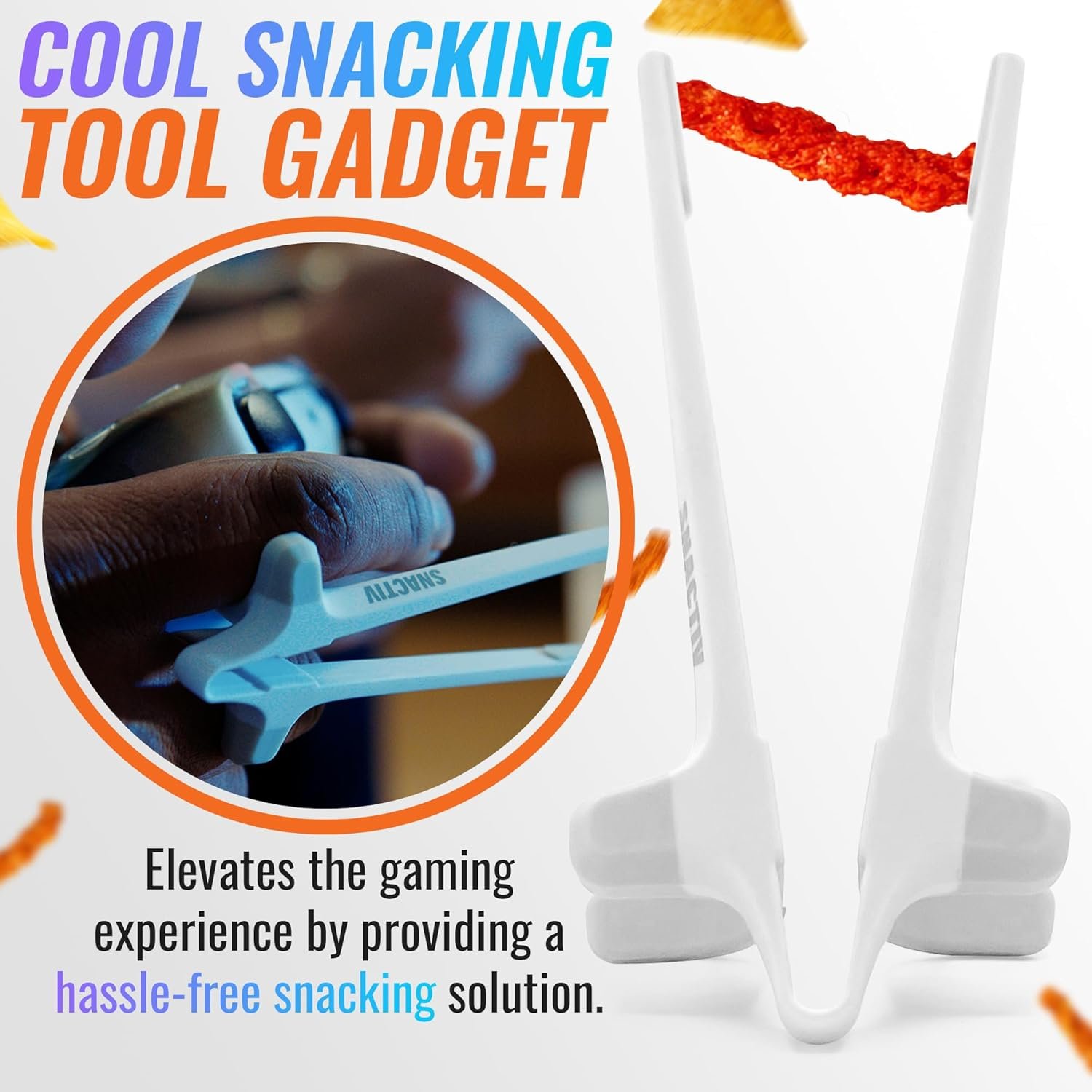 SNACTIV Palillos de dedo PRO para jugadores, como se ve en Shark Tank! La herramienta oficial de aperitivos del futuro, disfruta de bocadillos y papas fritas con facilidad, innovadora solución de - Imagen 19