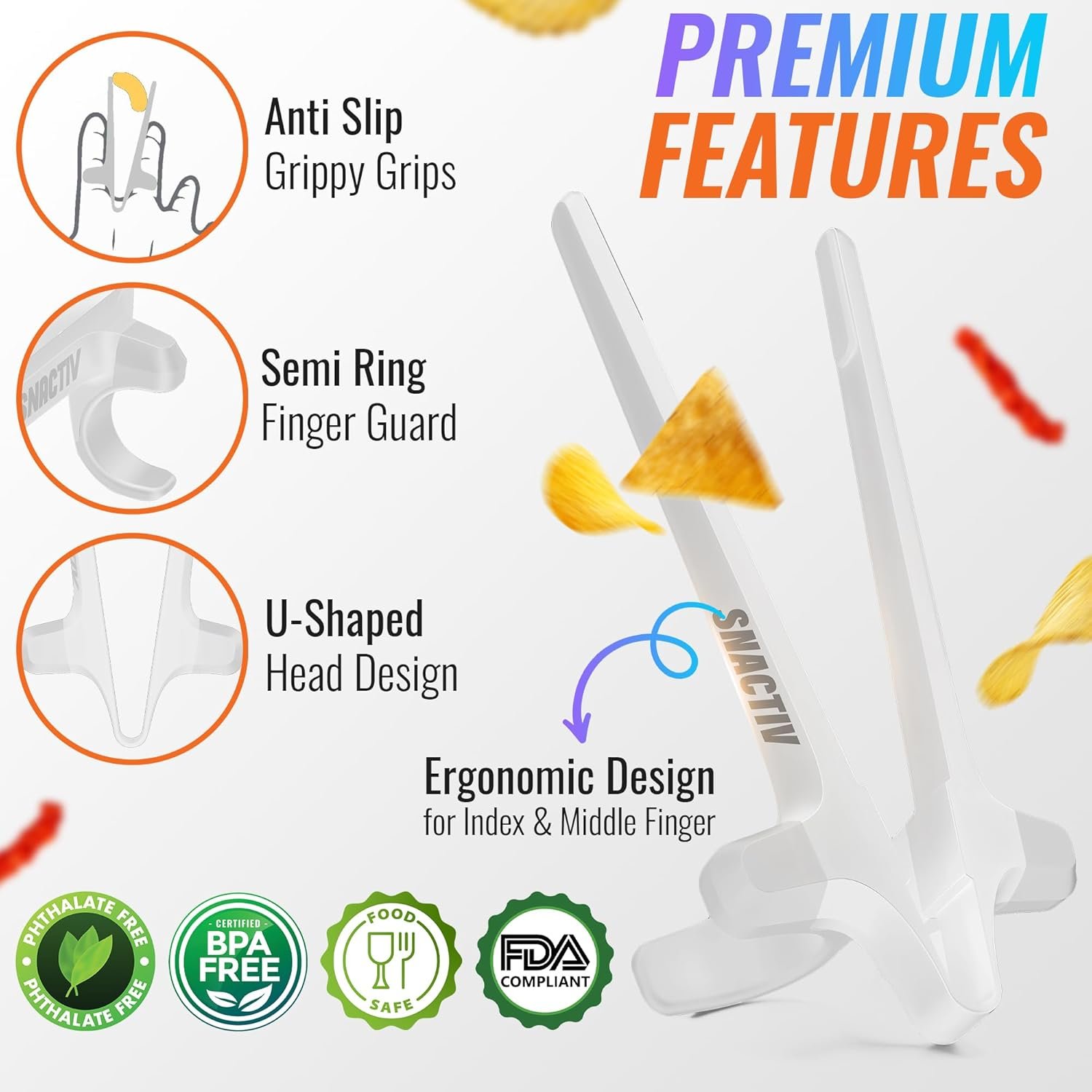 SNACTIV Palillos de dedo PRO para jugadores, como se ve en Shark Tank! La herramienta oficial de aperitivos del futuro, disfruta de bocadillos y papas fritas con facilidad, innovadora solución de - Imagen 20
