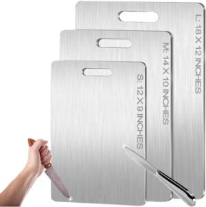 Tabla de cortar de titanio, tabla de cortar de titanio 100% puro para cocina, tabla de cortar de titanio no tóxica de doble cara, tabla de cortar higiene duradera apta para lavavajillas (12 pulgadas