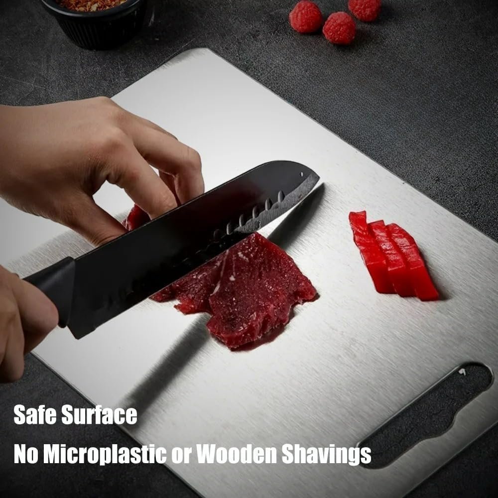 Tabla de cortar de titanio, tabla de cortar de titanio 100% puro para cocina, tabla de cortar de titanio no tóxica de doble cara, tabla de cortar higiene duradera apta para lavavajillas (12 pulgadas - Imagen 7
