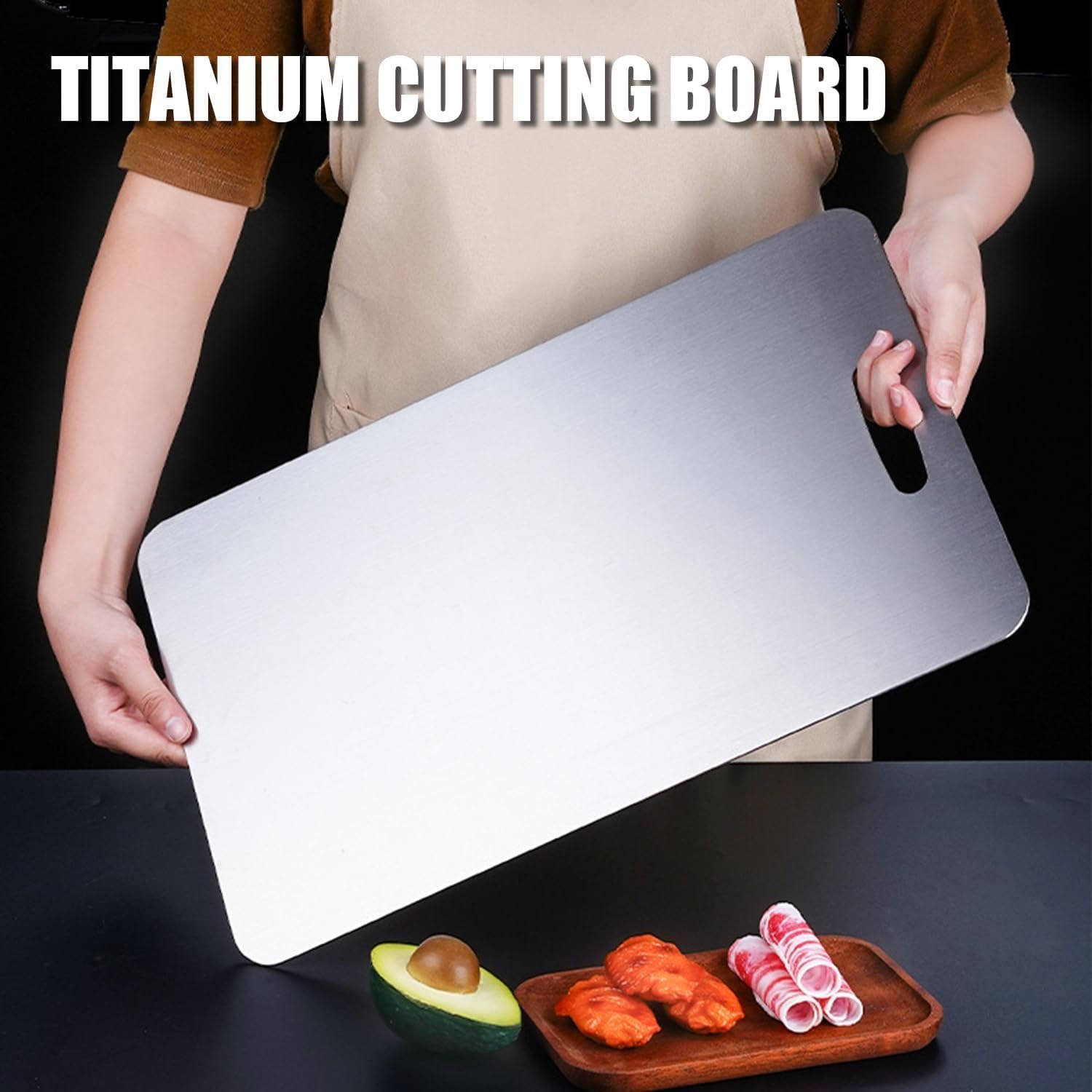 Tabla de cortar de titanio, tabla de cortar de titanio 100% puro para cocina, tabla de cortar de titanio no tóxica de doble cara, tabla de cortar higiene duradera apta para lavavajillas (12 pulgadas - Imagen 11