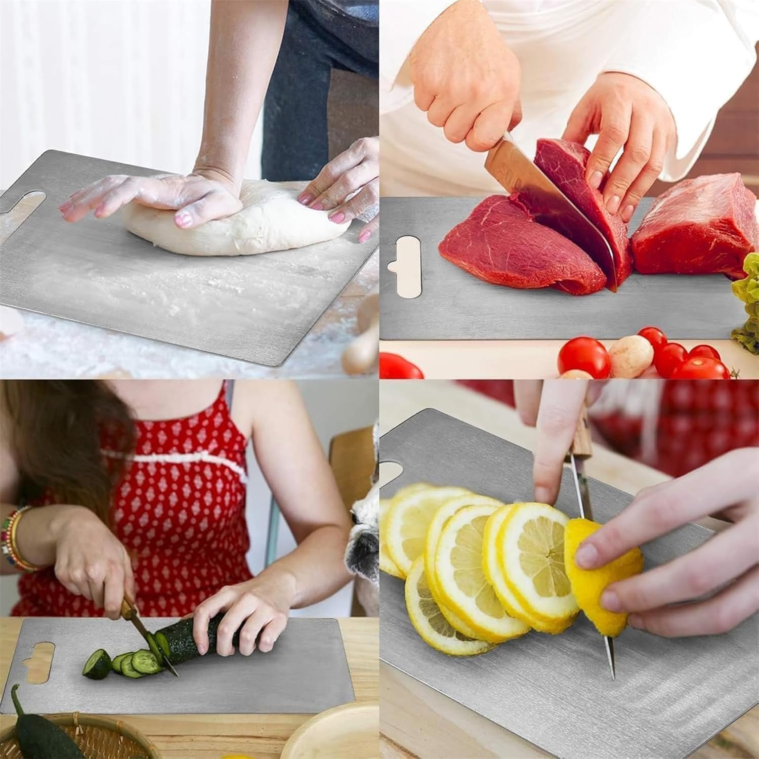 Tabla de cortar de titanio, tabla de cortar de titanio 100% puro para cocina, tabla de cortar de titanio no tóxica de doble cara, tabla de cortar higiene duradera apta para lavavajillas (12 pulgadas - Imagen 16