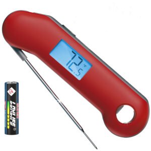 Termómetro digital profesional para carne, lectura instantánea ultrarrápida de 0.5 segundos, certificado NIST con precisión de ± 0.5 °F, impermeable IP67, retroiluminación, rotación